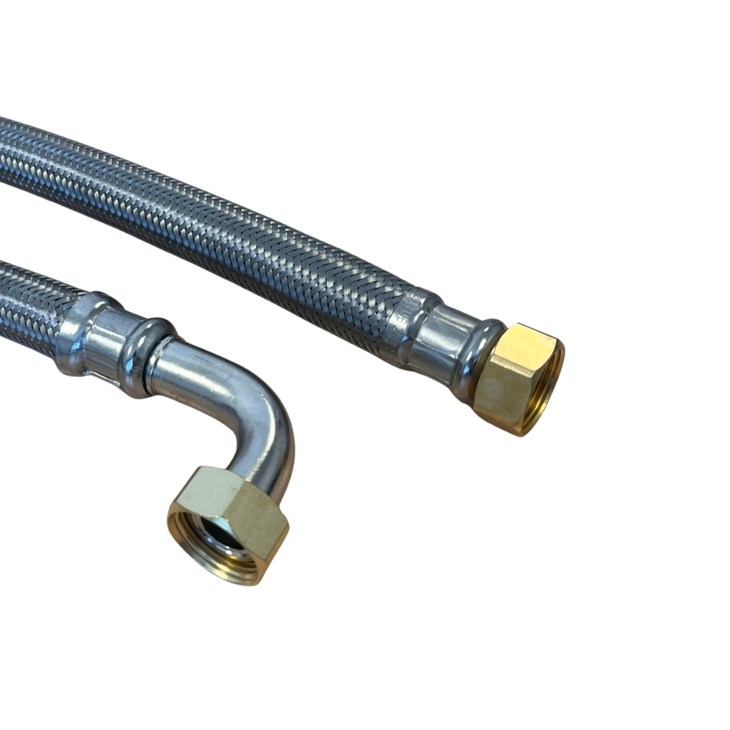 BONFIX RVS verbindingsslang 3/4" bi x 3/4" bi 90° 30 tot 200 cm DN18 incl. o-ring